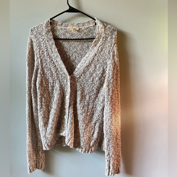 EILEEN FISHER linen cardigan neutral casual sweater - Picture 1 of 6